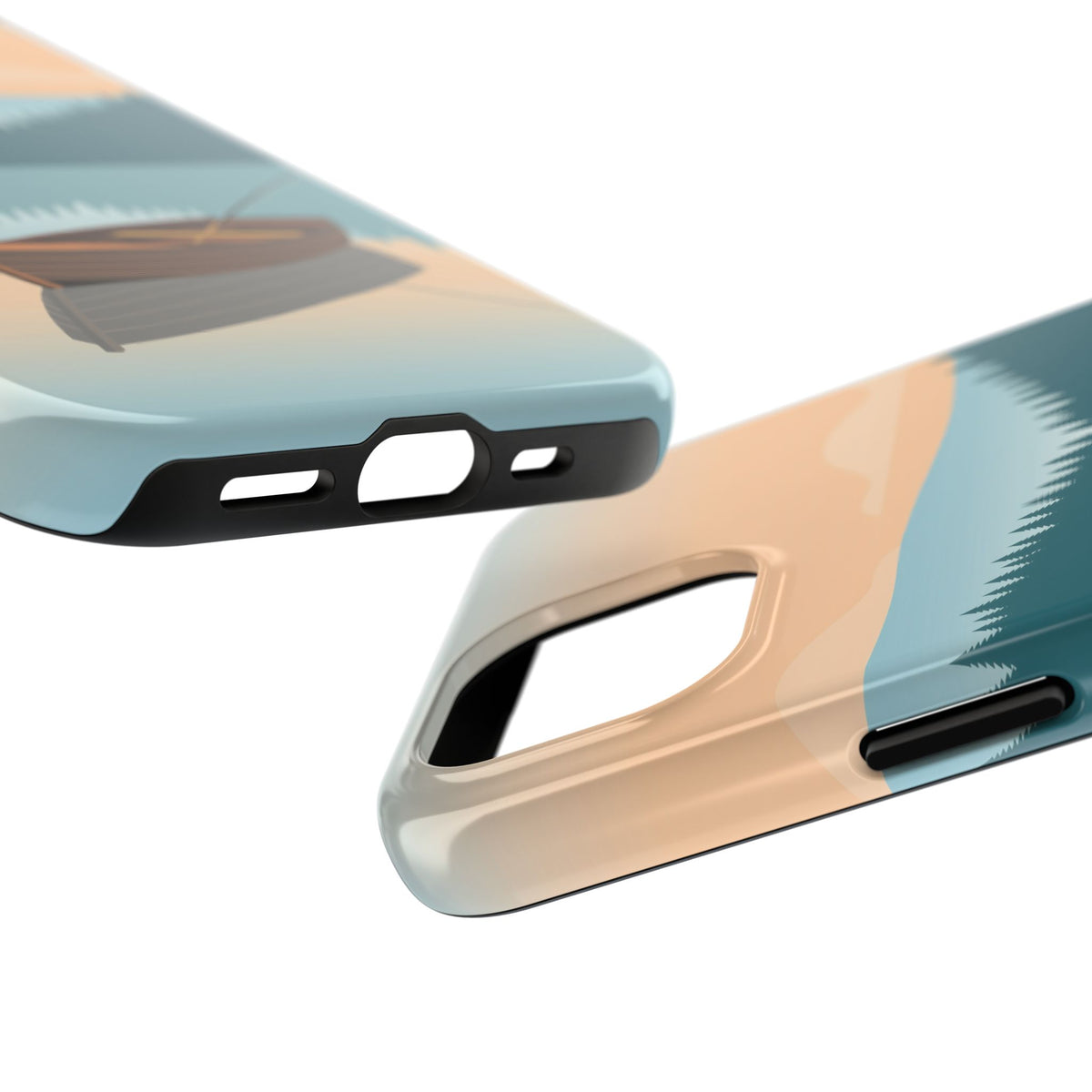 Fishing Phone Case - Misty Lake Rowboat at Dawn, Minimalist