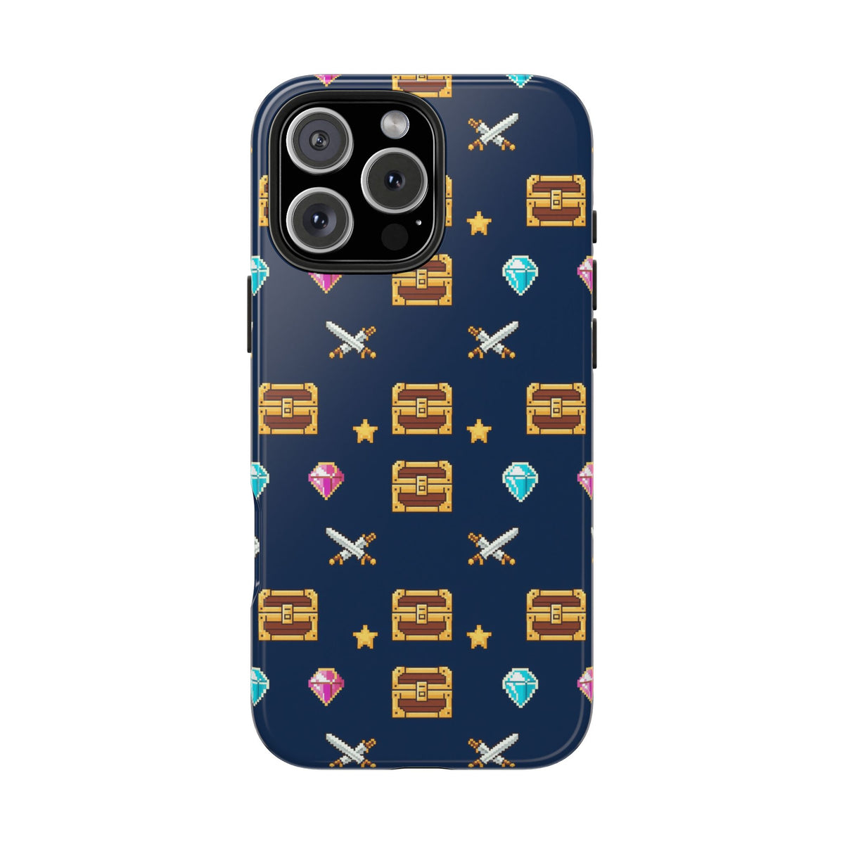 Pixel Treasure Phone Case - Retro RPG Style Gems and Potions