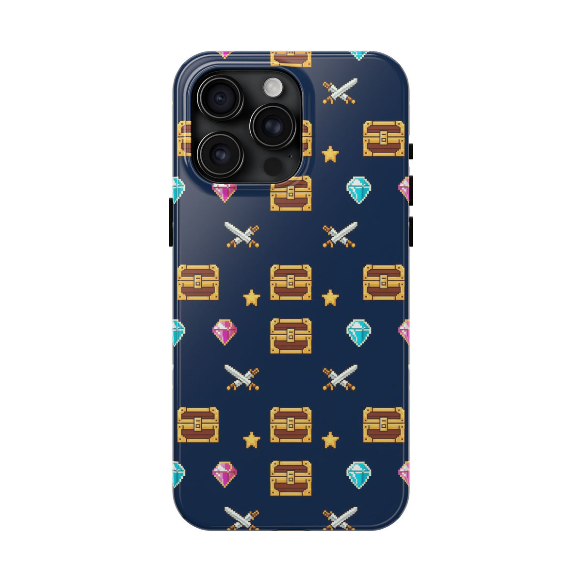 Pixel Treasure Phone Case - Retro RPG Style Gems and Potions