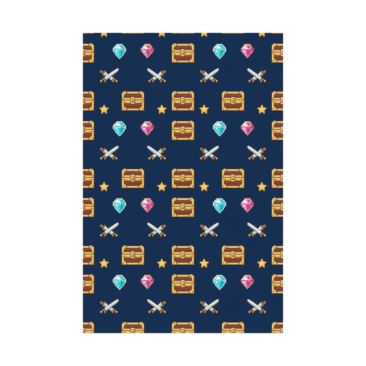 Pixel Treasure Poster - Retro RPG Style Gems Pattern Art