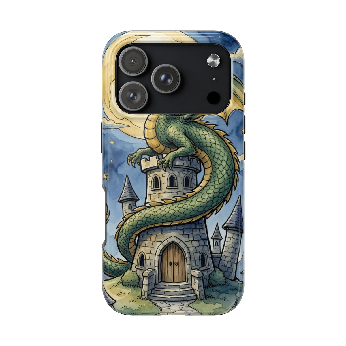 Fantasy Dragon Phone Case - Wizard Tower Ink and Watercolor
