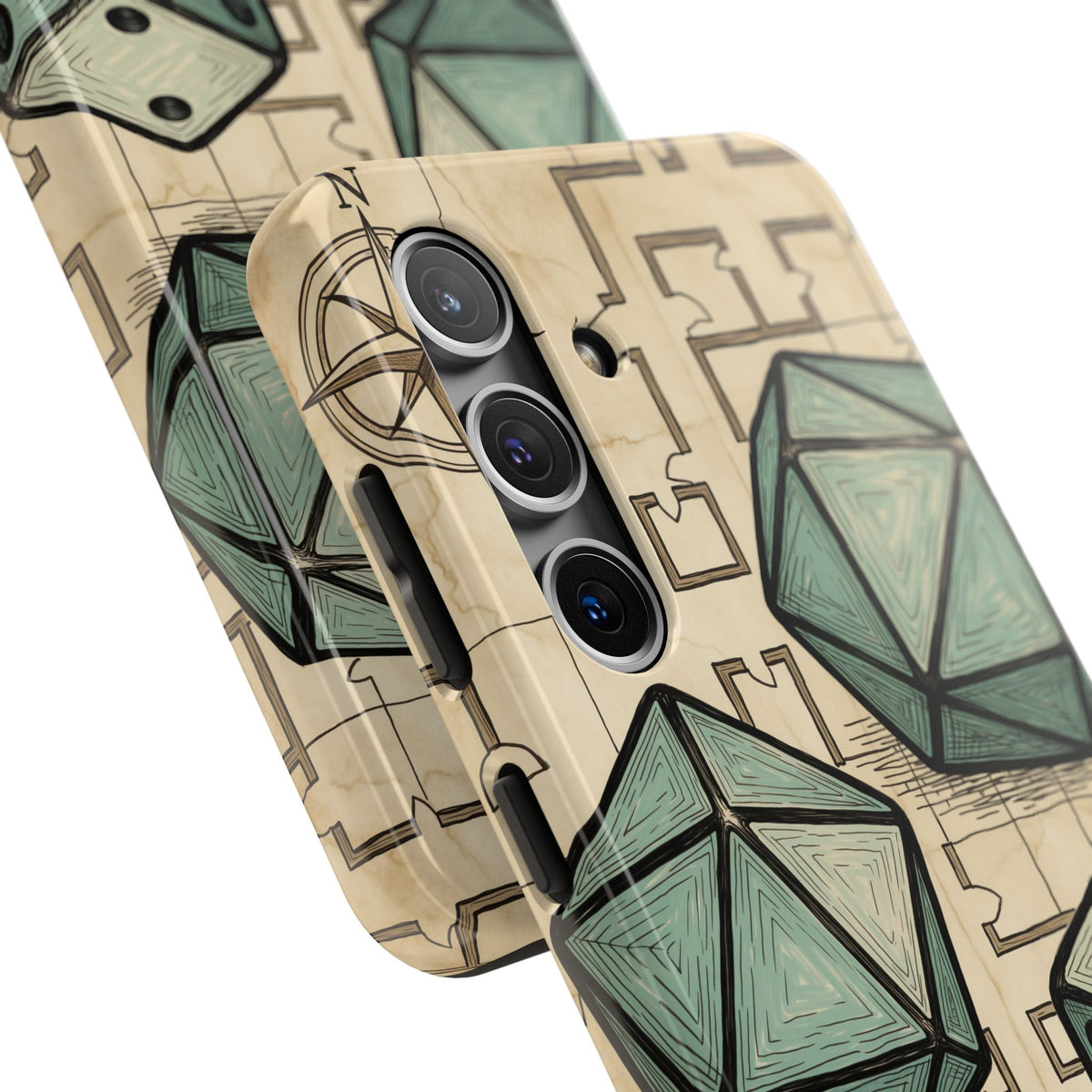 Tabletop RPG Phone Case - Polyhedral Dice and Dungeon Map