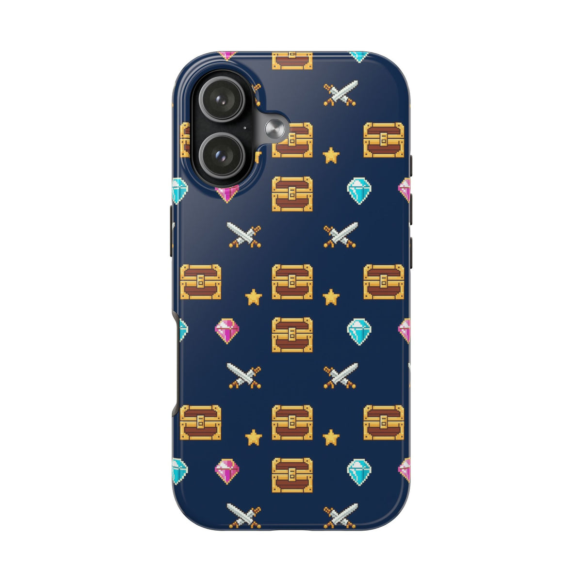 Pixel Treasure Phone Case - Retro RPG Style Gems and Potions