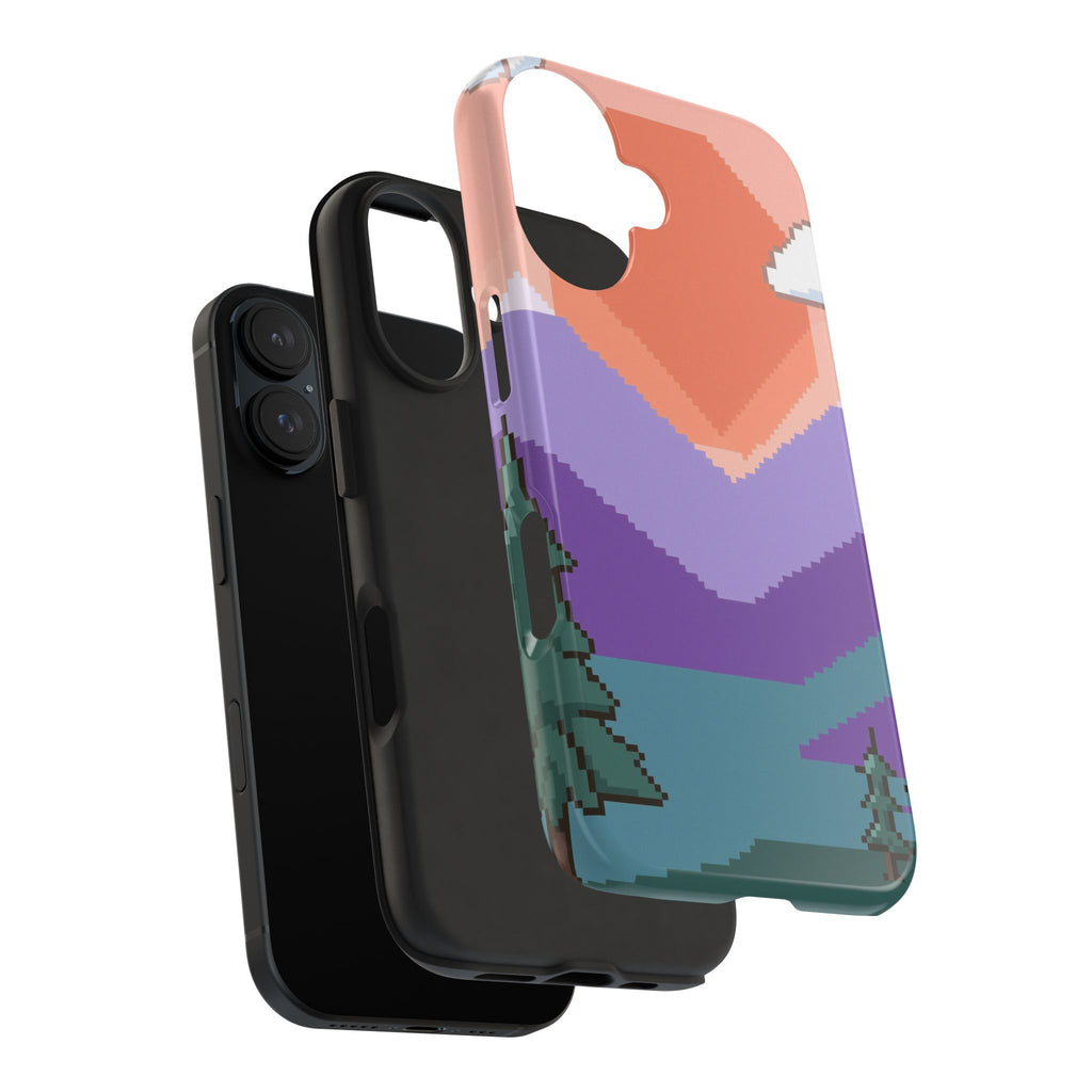 Pixel Art Phone Case - Retro 16-Bit Mountain Sunset Design