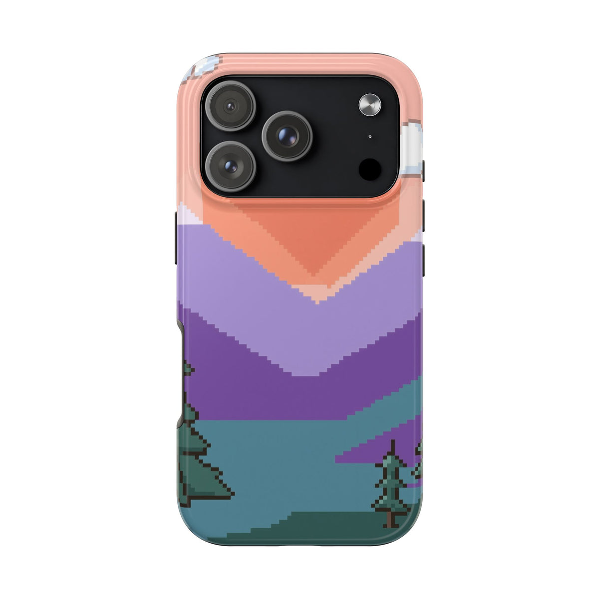 Pixel Art Phone Case - Retro 16-Bit Mountain Sunset Design