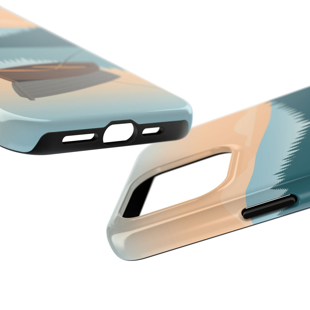 Fishing Phone Case - Misty Lake Rowboat at Dawn, Minimalist