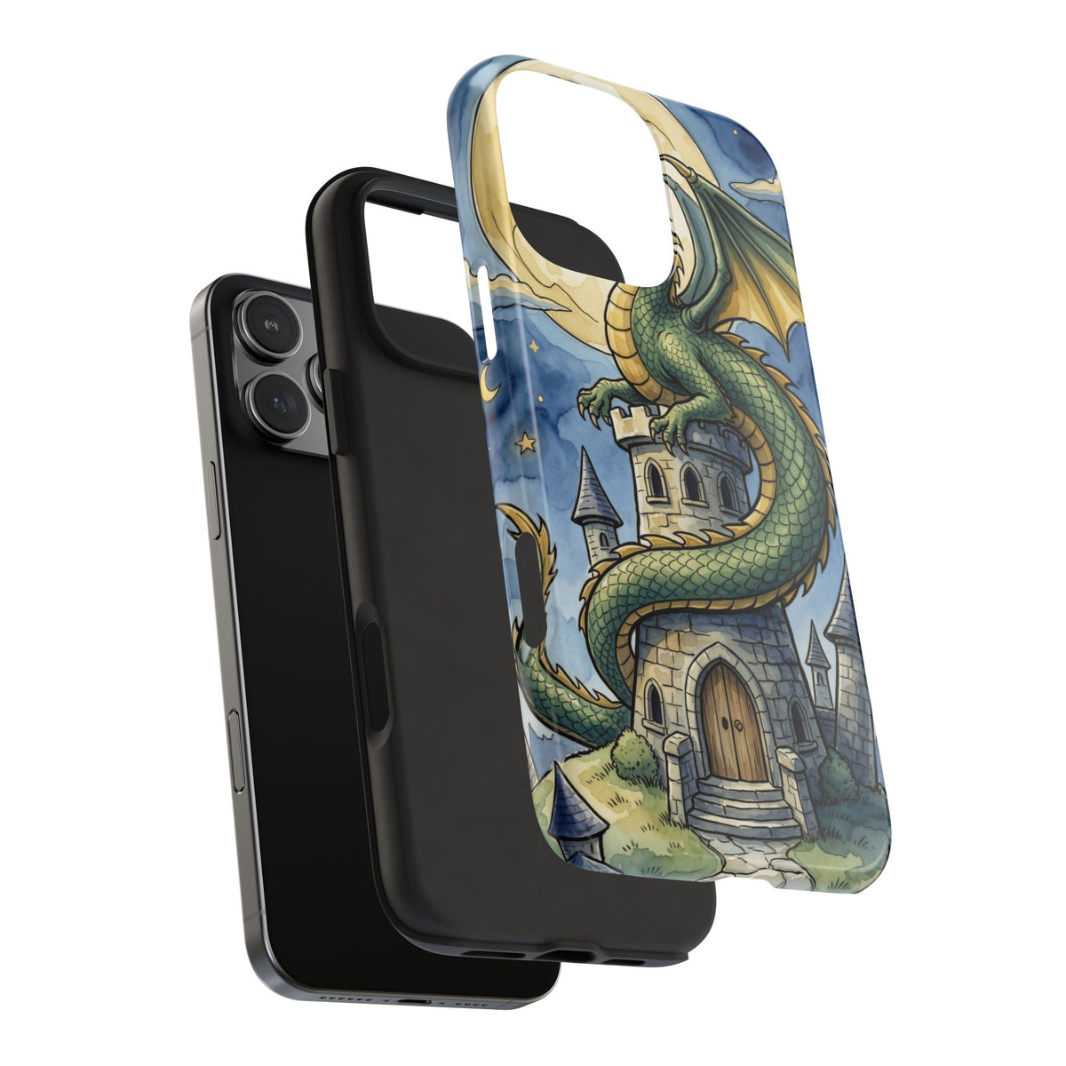 Fantasy Dragon Phone Case - Wizard Tower Ink and Watercolor
