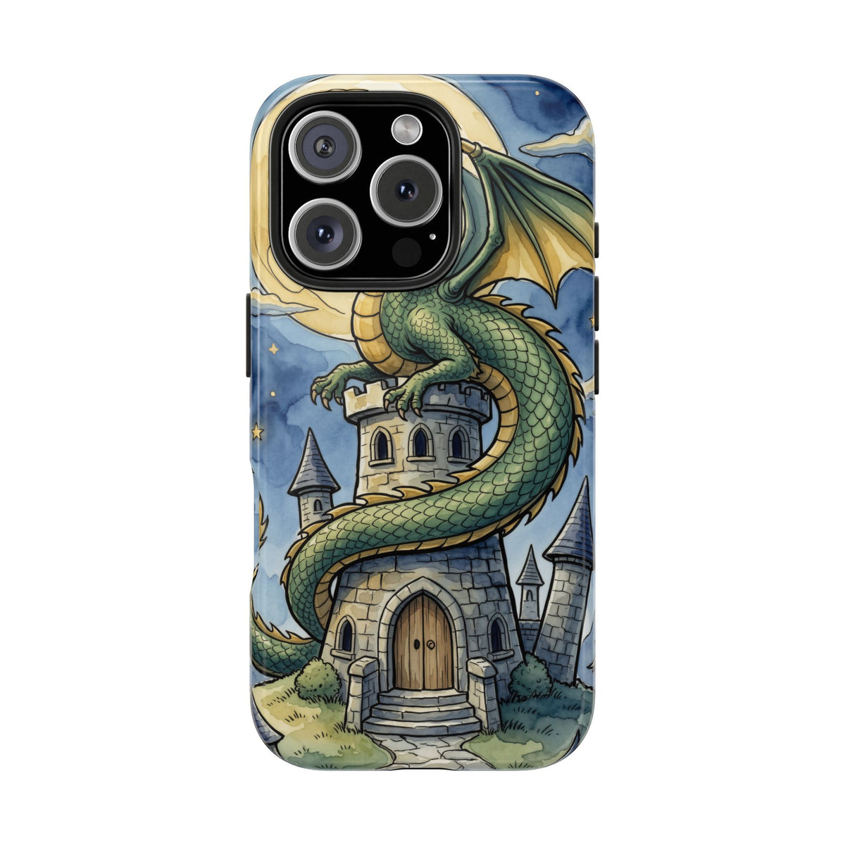 Fantasy Dragon Phone Case - Wizard Tower Ink and Watercolor