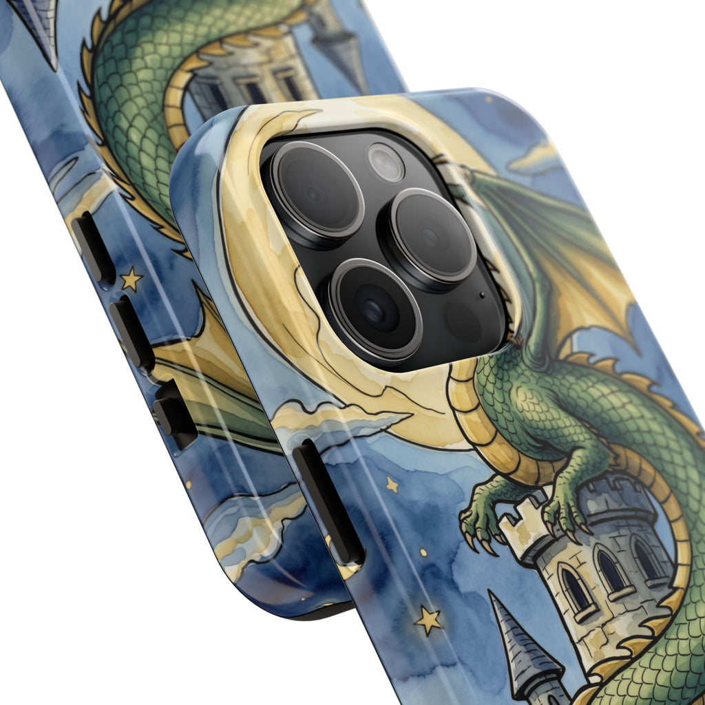Fantasy Dragon Phone Case - Wizard Tower Ink and Watercolor