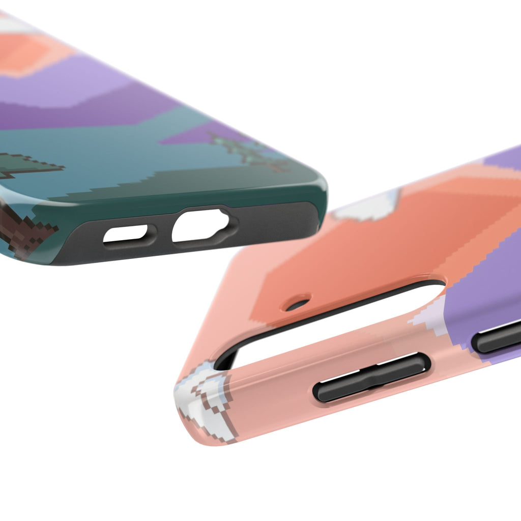 Pixel Art Phone Case - Retro 16-Bit Mountain Sunset Design