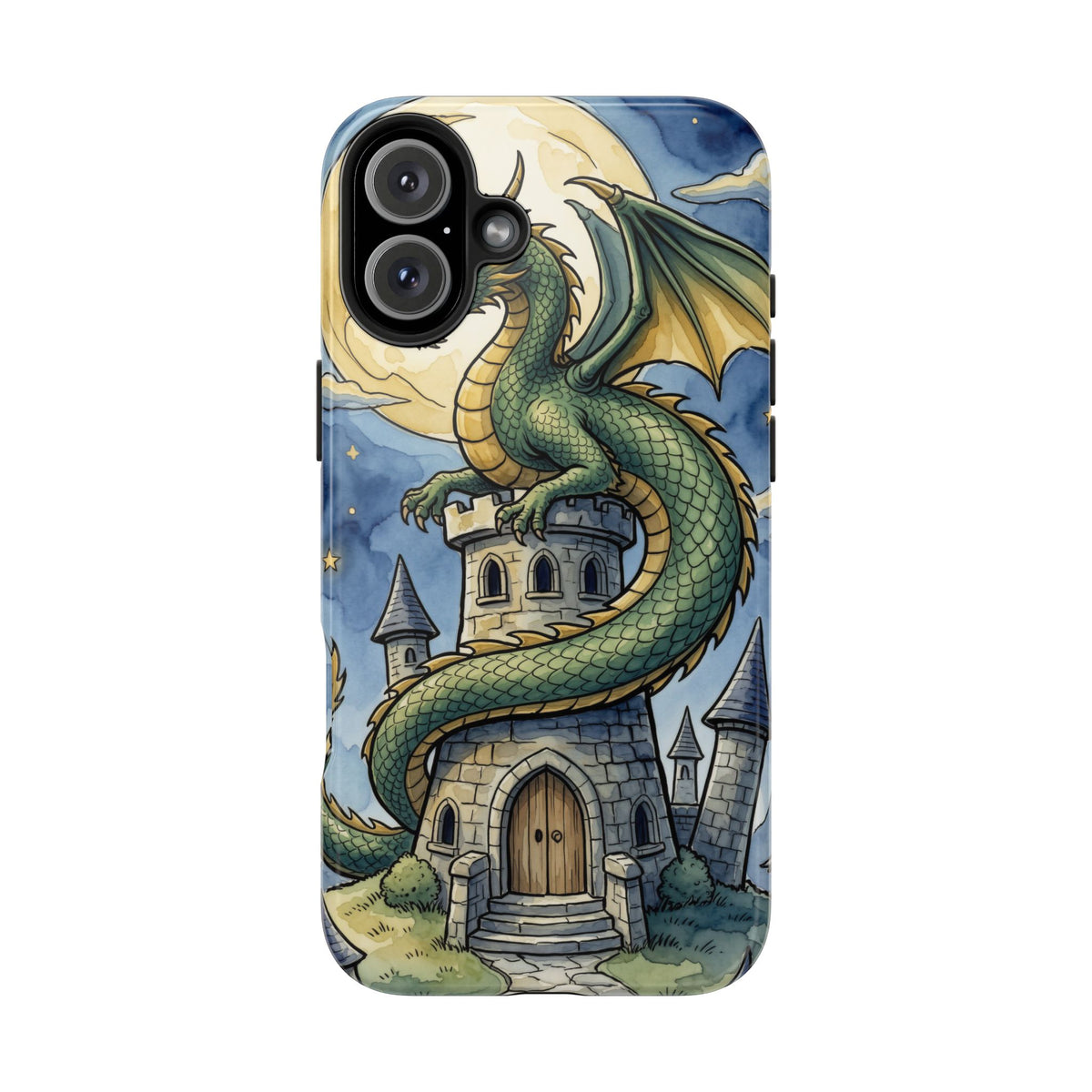 Fantasy Dragon Phone Case - Wizard Tower Ink and Watercolor