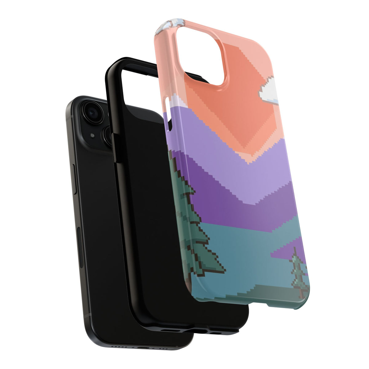 Pixel Art Phone Case - Retro 16-Bit Mountain Sunset Design