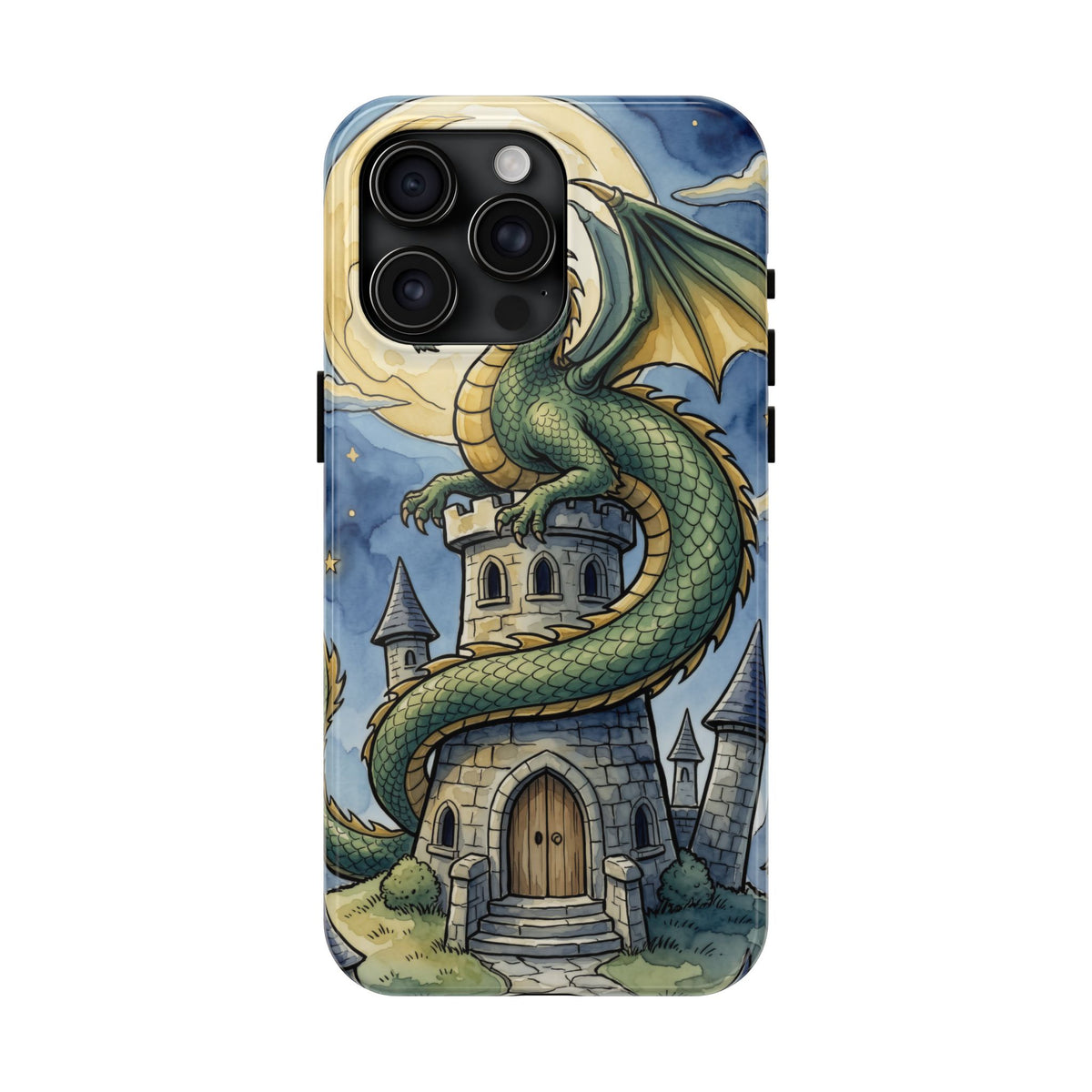 Fantasy Dragon Phone Case - Wizard Tower Ink and Watercolor