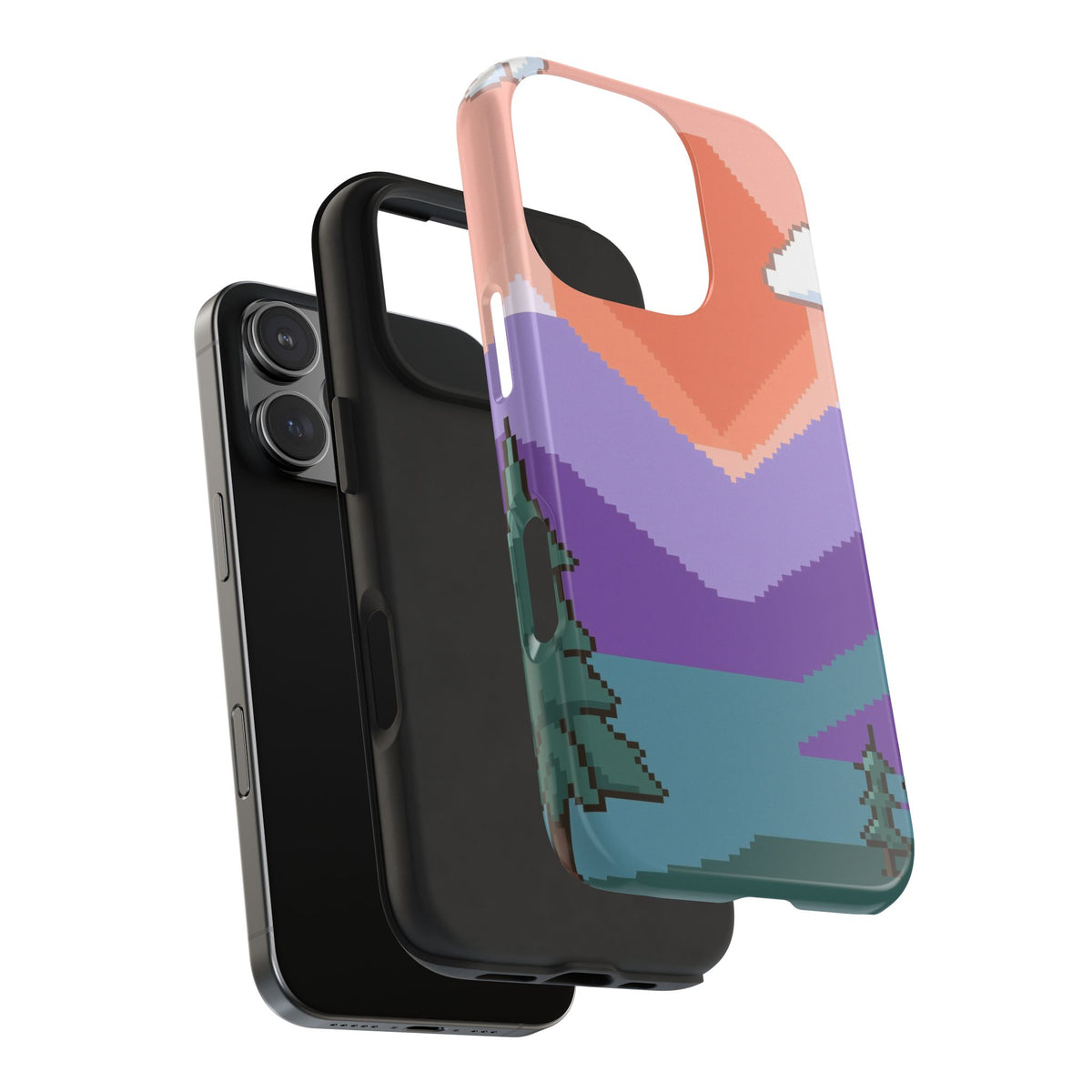 Pixel Art Phone Case - Retro 16-Bit Mountain Sunset Design