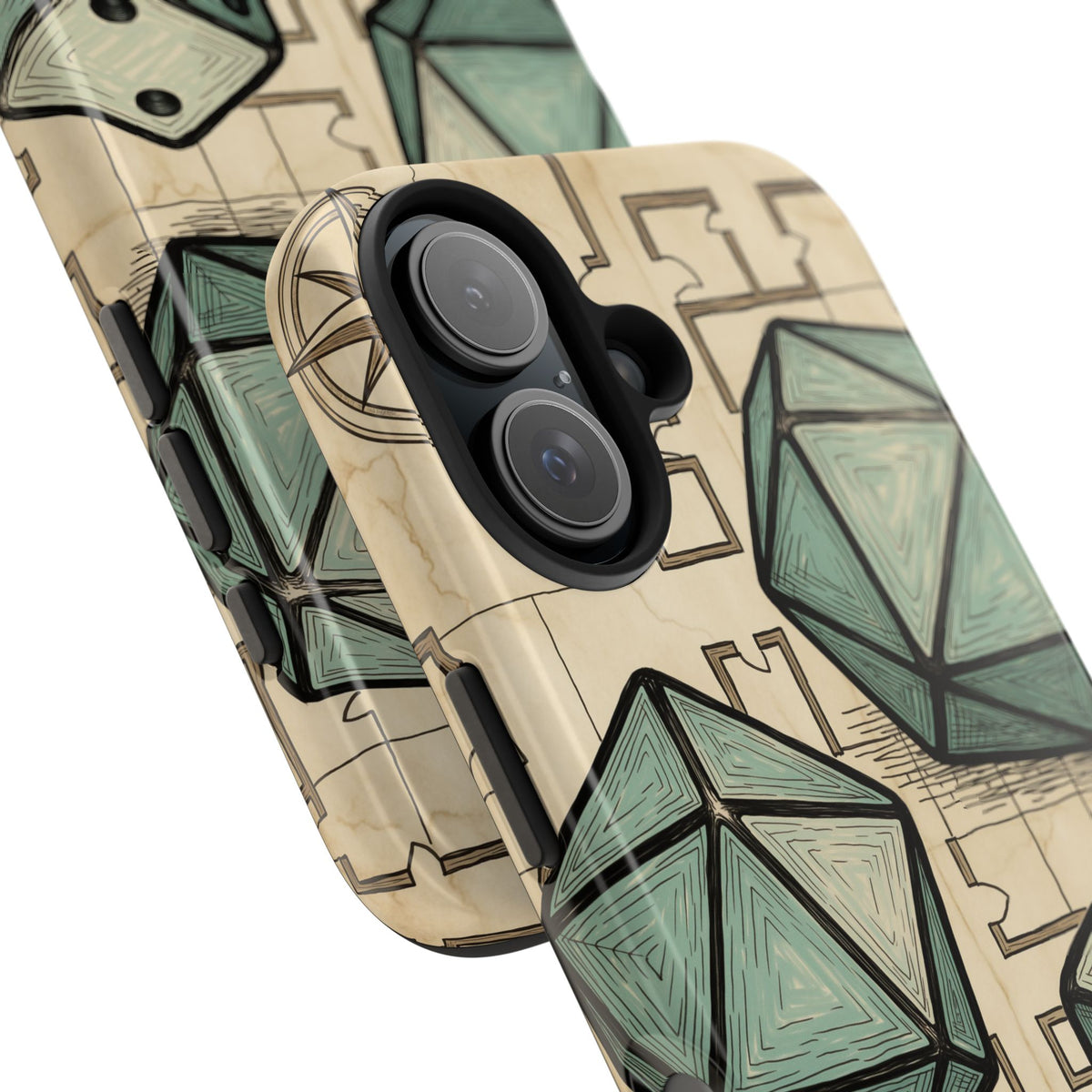 Tabletop RPG Phone Case - Polyhedral Dice and Dungeon Map