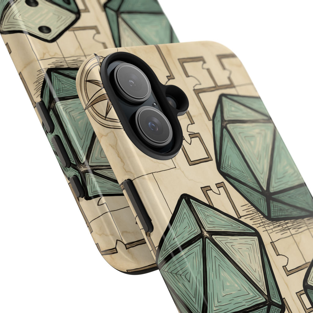 Tabletop RPG Phone Case - Polyhedral Dice and Dungeon Map