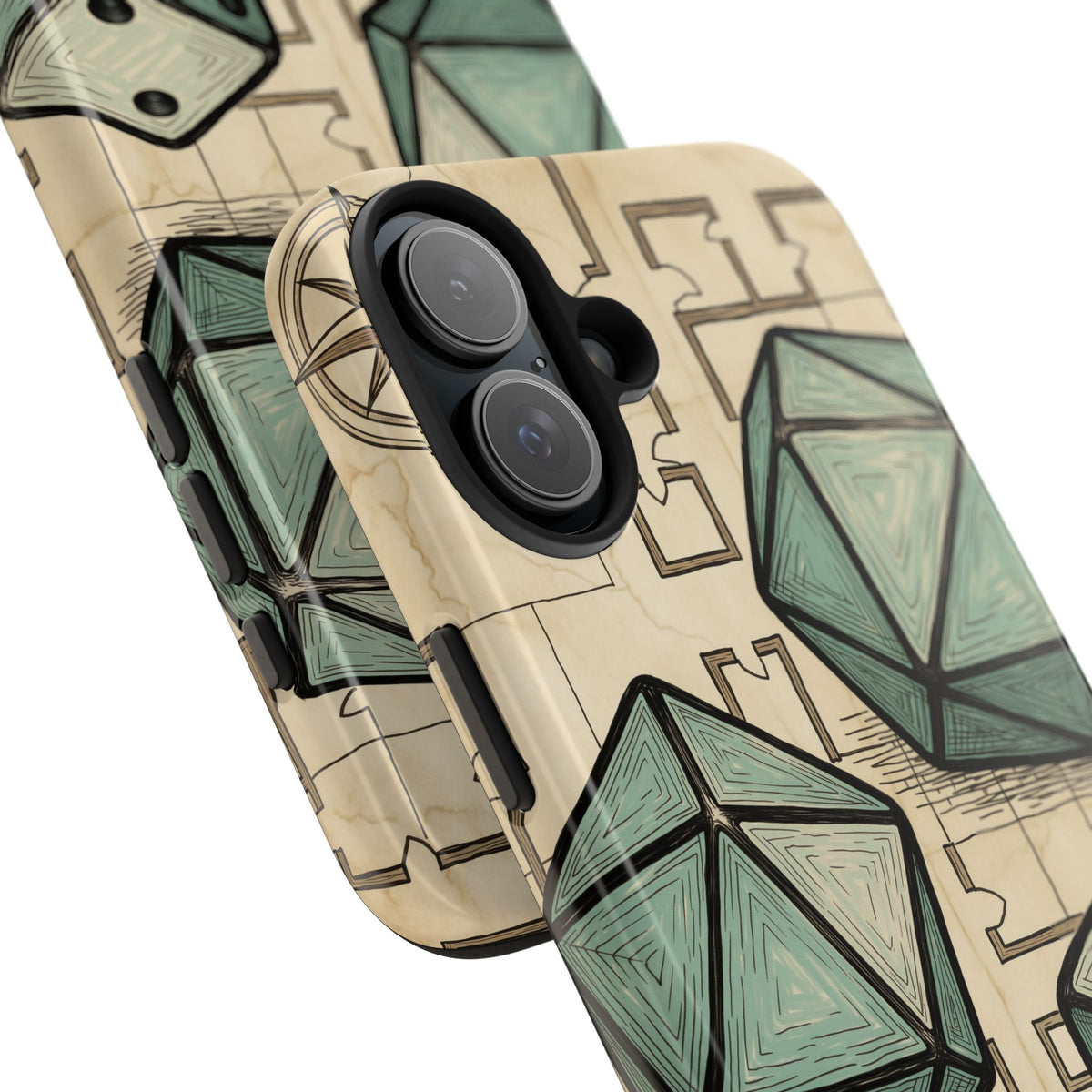 Tabletop RPG Phone Case - Polyhedral Dice and Dungeon Map