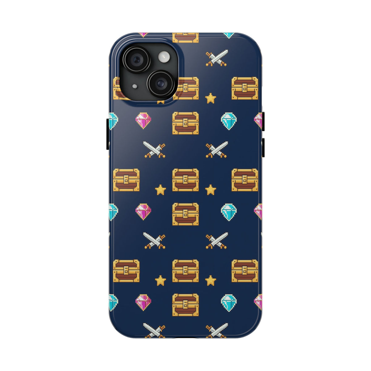 Pixel Treasure Phone Case - Retro RPG Style Gems and Potions