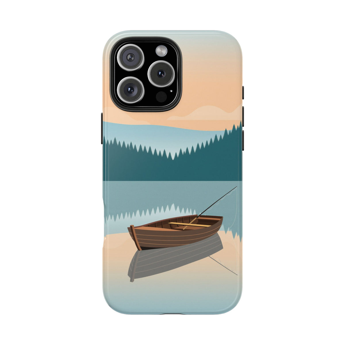 Fishing Phone Case - Misty Lake Rowboat at Dawn, Minimalist