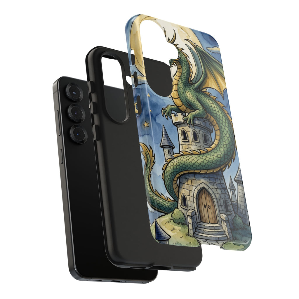 Fantasy Dragon Phone Case - Wizard Tower Ink and Watercolor