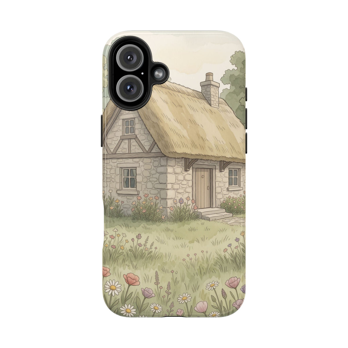 Cottagecore Cottage Phone Case - Storybook Meadow Art Case