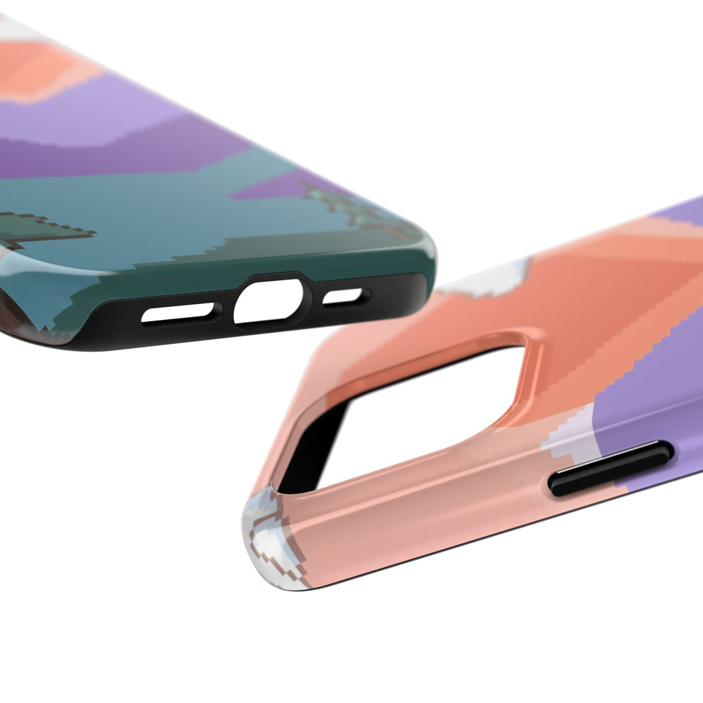 Pixel Art Phone Case - Retro 16-Bit Mountain Sunset Design