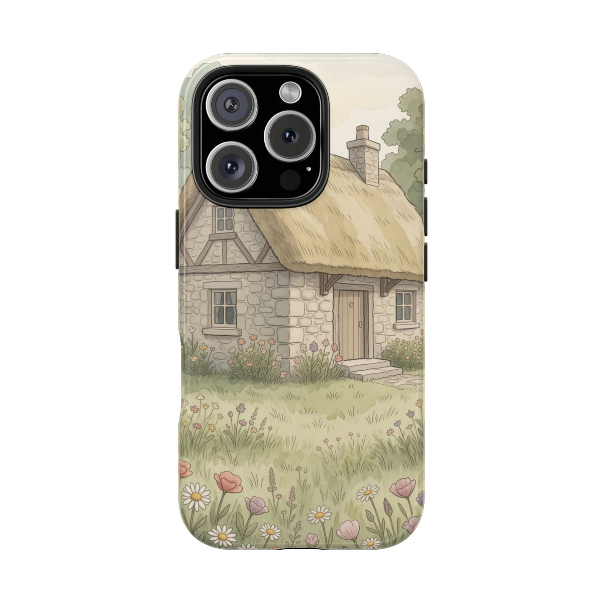 Cottagecore Cottage Phone Case - Storybook Meadow Art Case