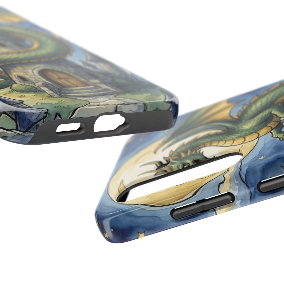 Fantasy Dragon Phone Case - Wizard Tower Ink and Watercolor