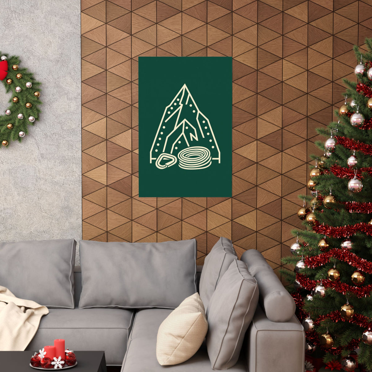 Rock Climbing Poster - Mountain Route Line Art Wall Print