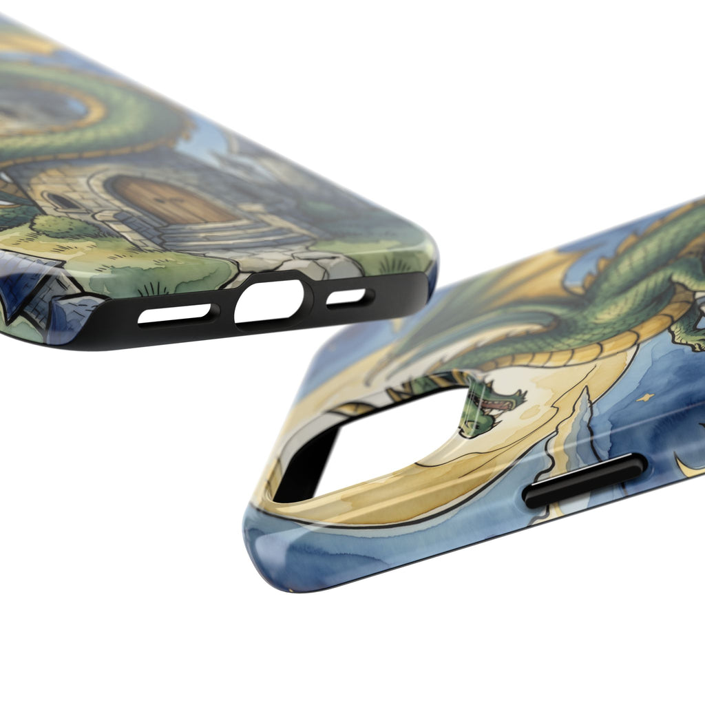 Fantasy Dragon Phone Case - Wizard Tower Ink and Watercolor