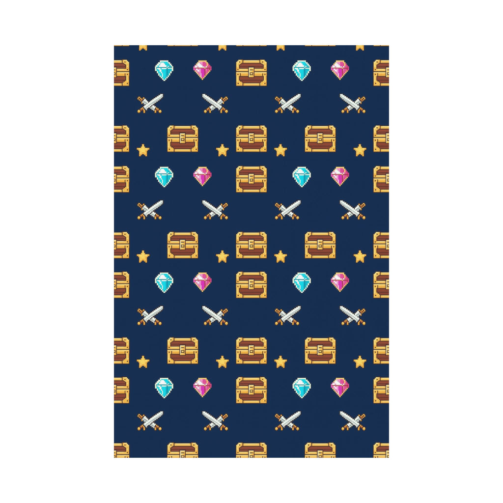 Pixel Treasure Poster - Retro RPG Style Gems Pattern Art