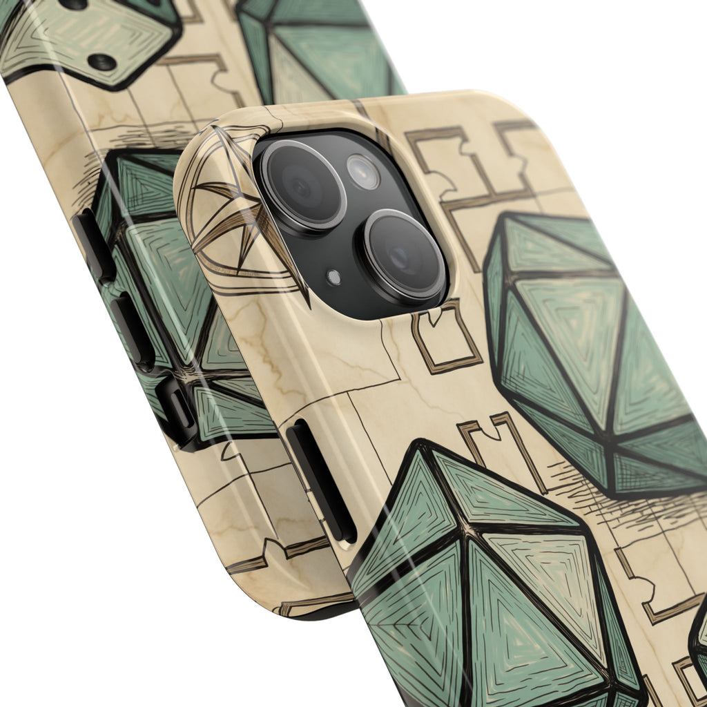 Tabletop RPG Phone Case - Polyhedral Dice and Dungeon Map