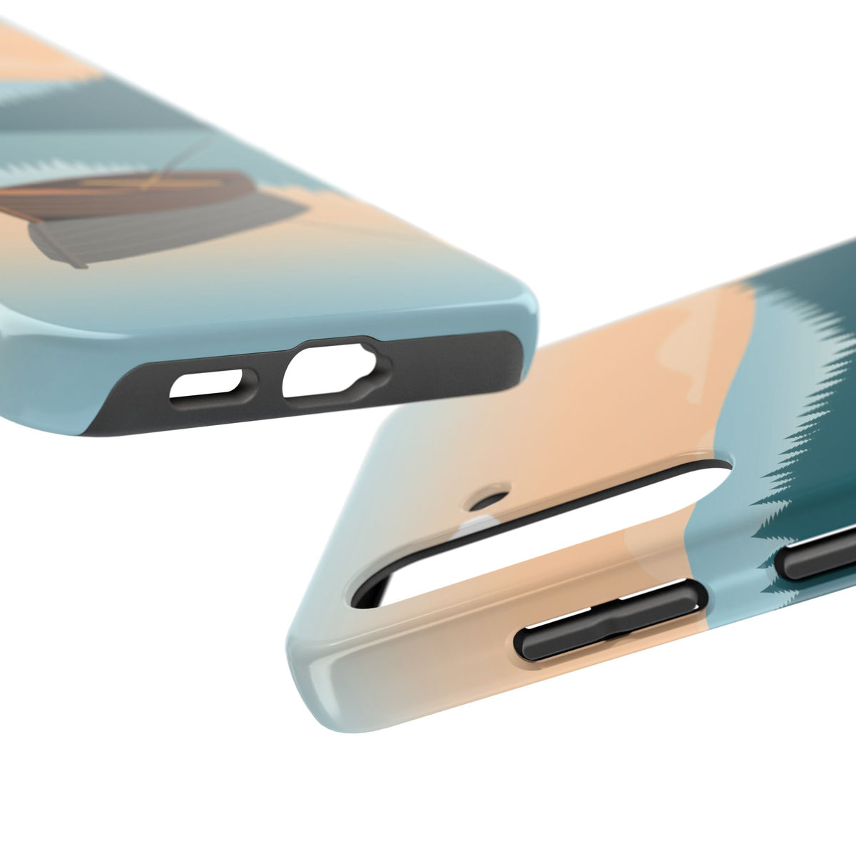 Fishing Phone Case - Misty Lake Rowboat at Dawn, Minimalist
