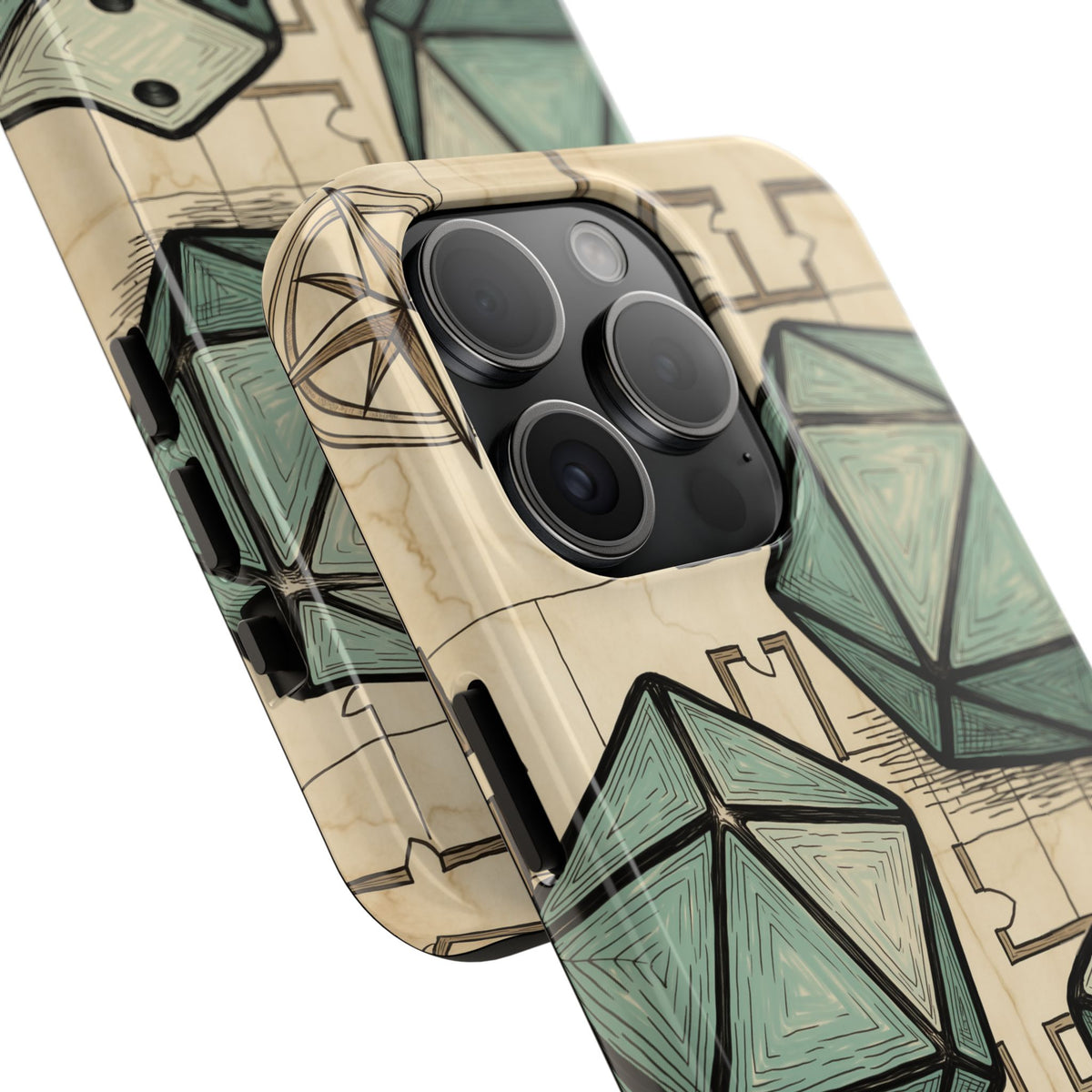 Tabletop RPG Phone Case - Polyhedral Dice and Dungeon Map