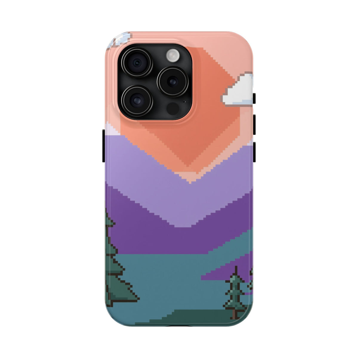Pixel Art Phone Case - Retro 16-Bit Mountain Sunset Design