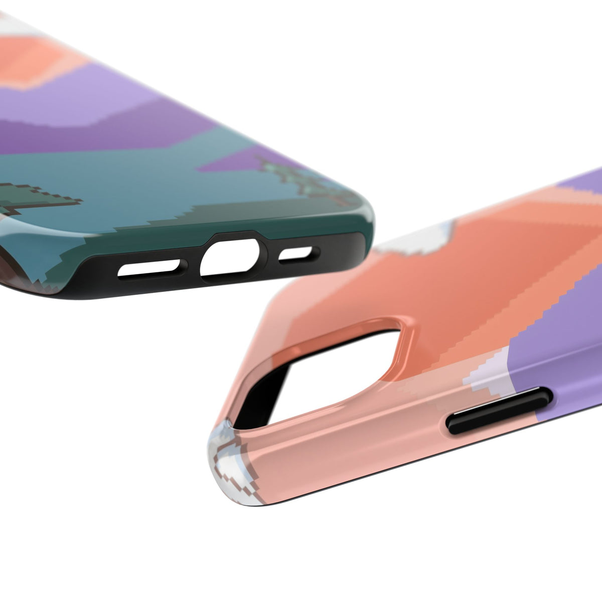 Pixel Art Phone Case - Retro 16-Bit Mountain Sunset Design