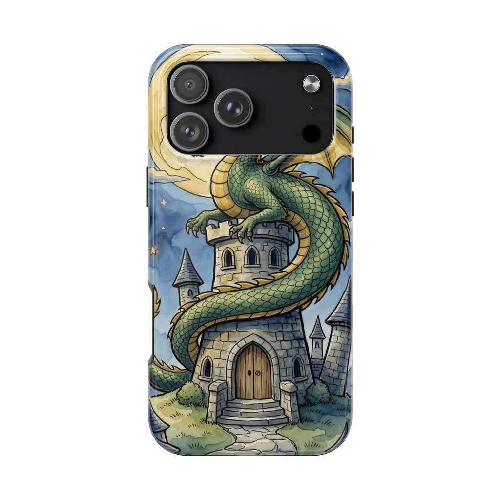 Fantasy Dragon Phone Case - Wizard Tower Ink and Watercolor