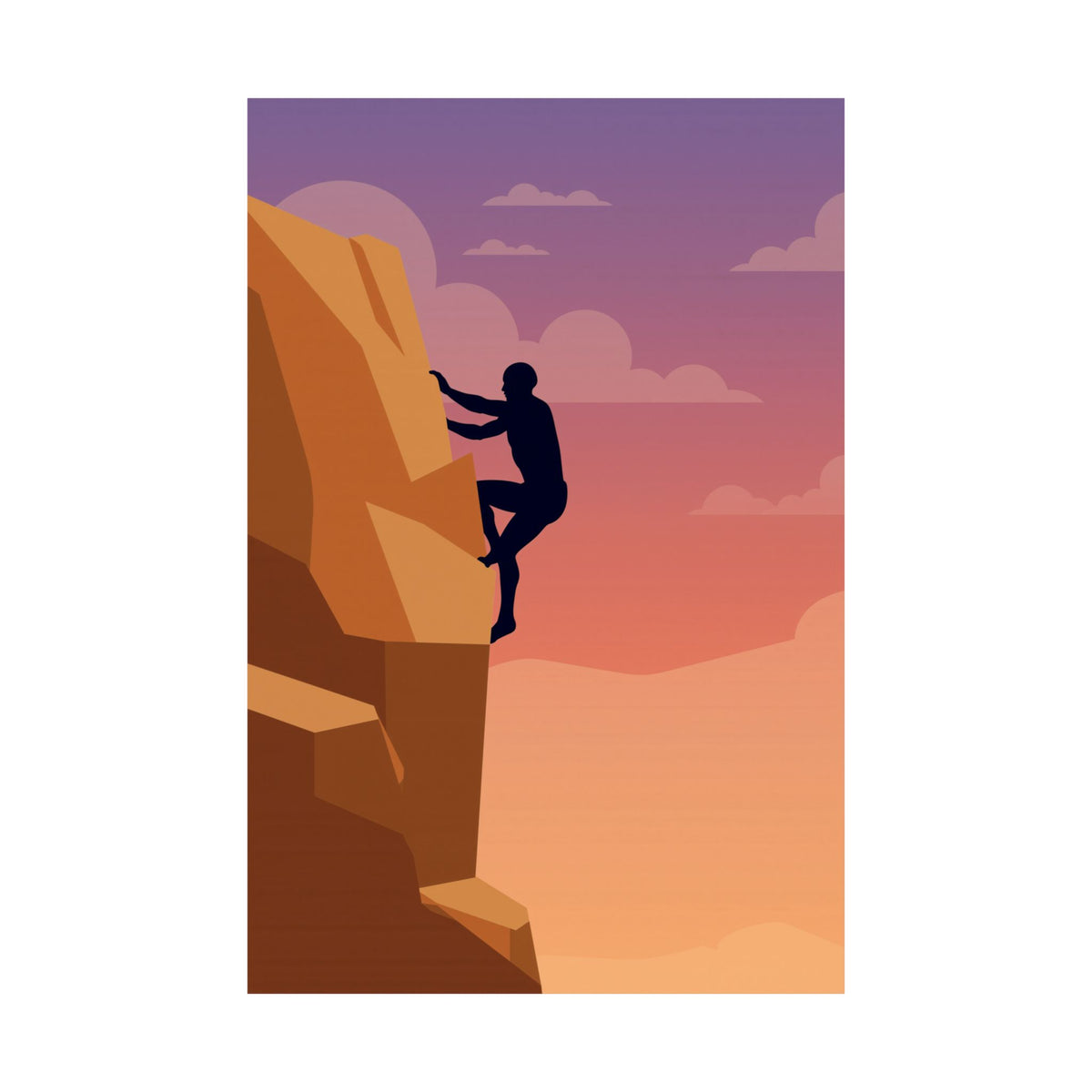 Rock Climber Poster - Sandstone Cliff Sunset Wall Art Print