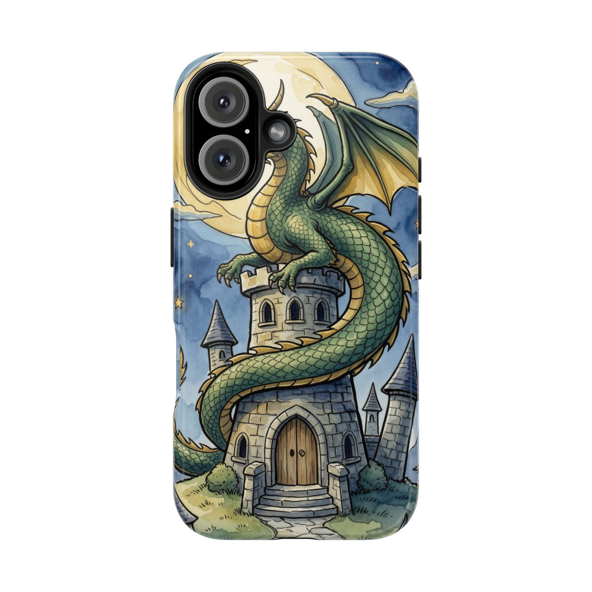 Fantasy Dragon Phone Case - Wizard Tower Ink and Watercolor