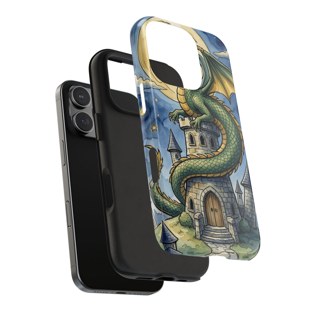 Fantasy Dragon Phone Case - Wizard Tower Ink and Watercolor