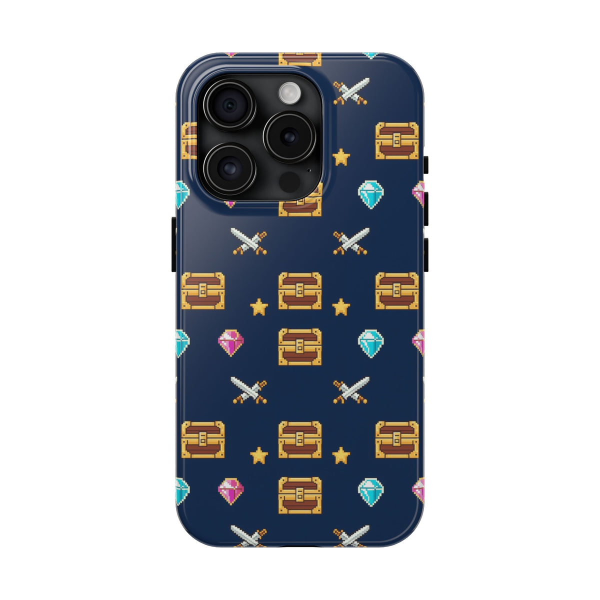 Pixel Treasure Phone Case - Retro RPG Style Gems and Potions