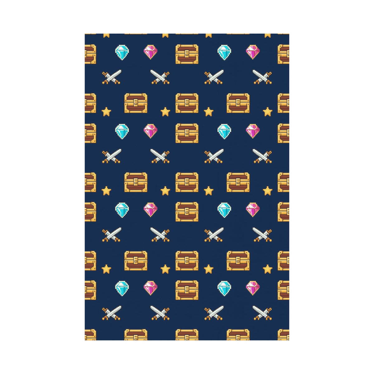 Pixel Treasure Poster - Retro RPG Style Gems Pattern Art