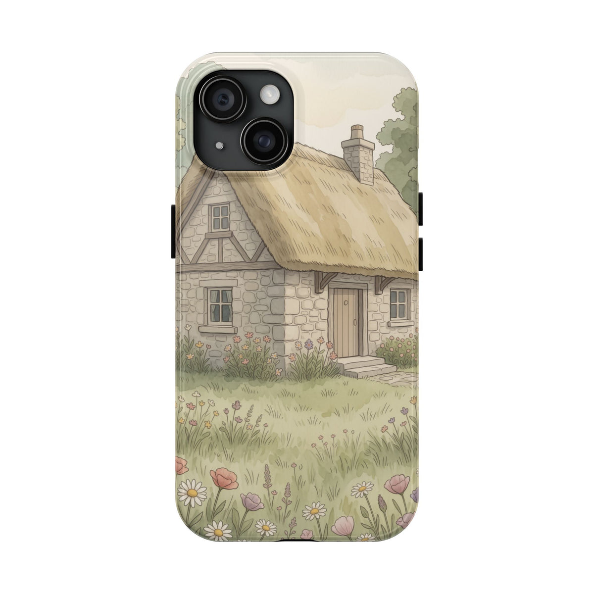 Cottagecore Cottage Phone Case - Storybook Meadow Art Case