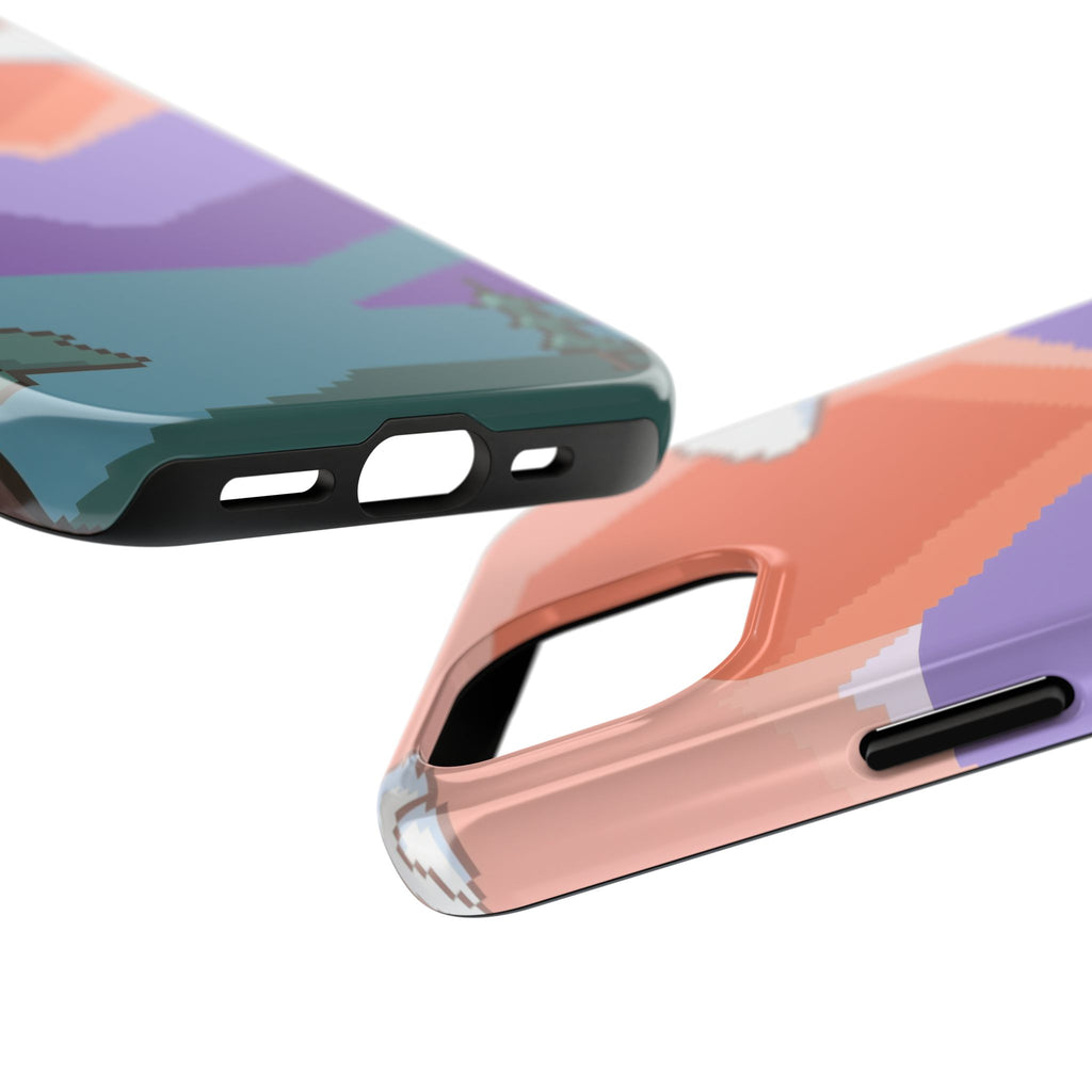 Pixel Art Phone Case - Retro 16-Bit Mountain Sunset Design