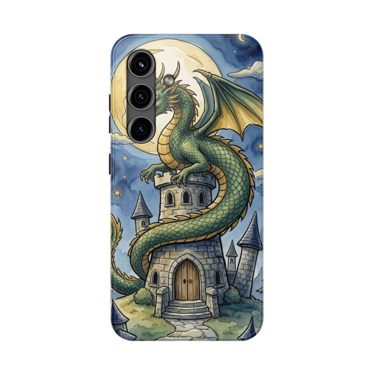 Fantasy Dragon Phone Case - Wizard Tower Ink and Watercolor