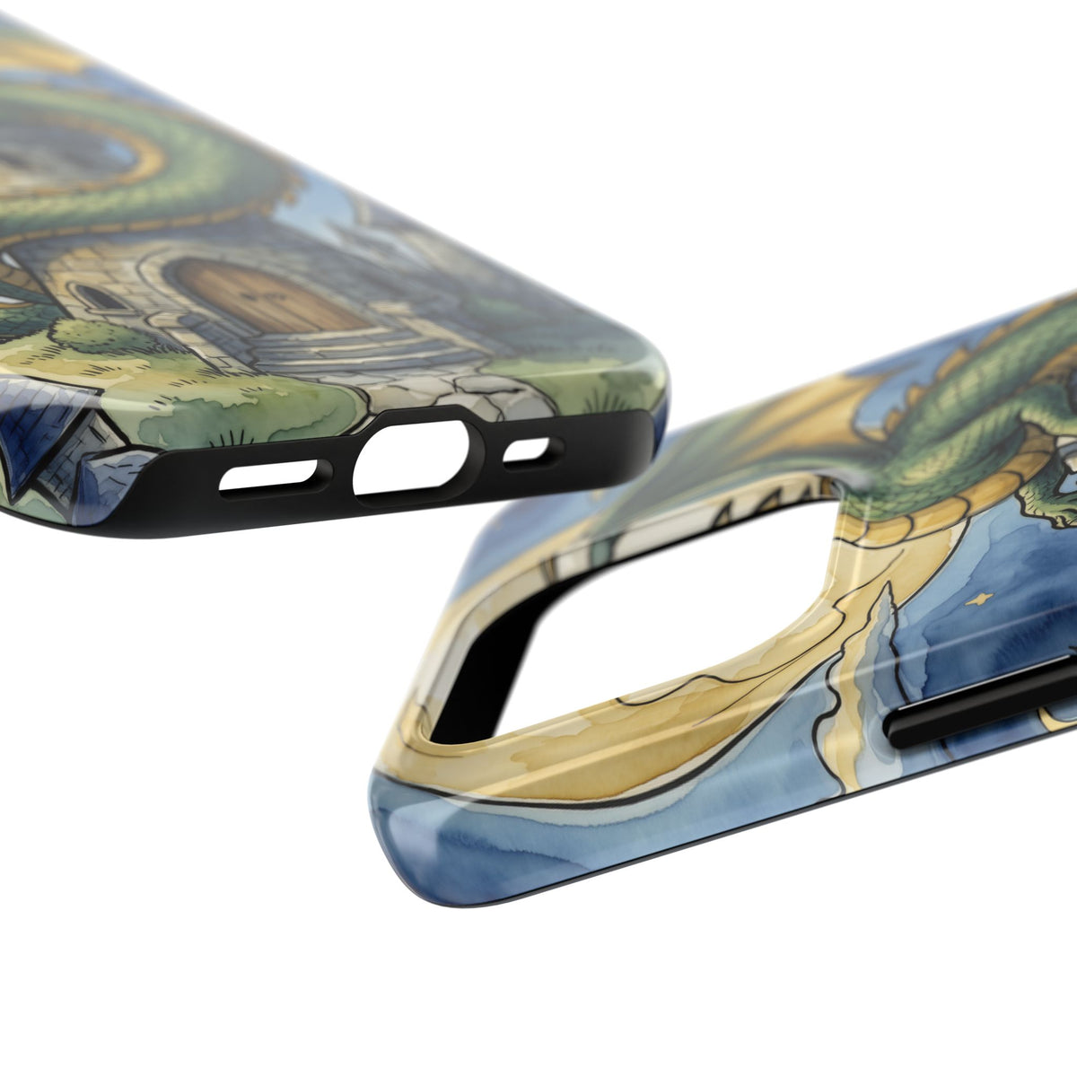 Fantasy Dragon Phone Case - Wizard Tower Ink and Watercolor