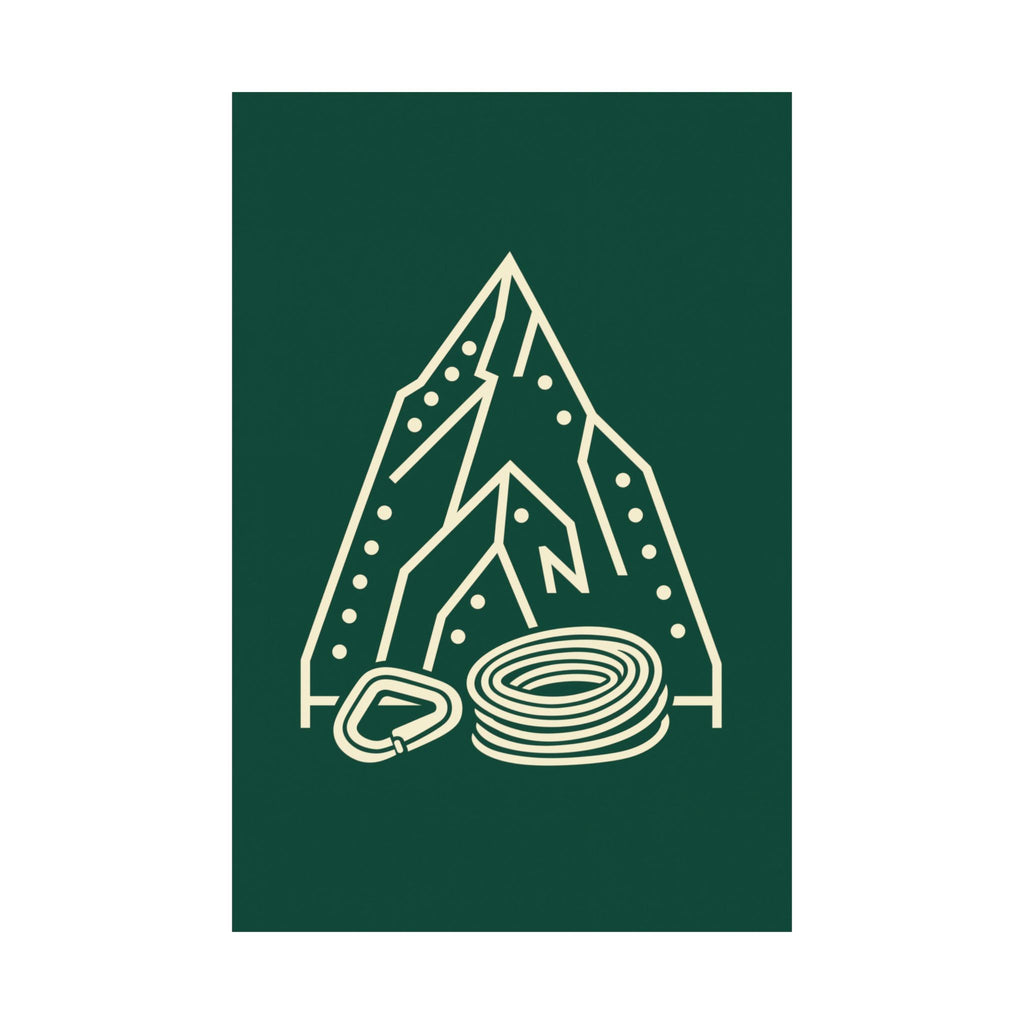 Rock Climbing Poster - Mountain Route Line Art Wall Print