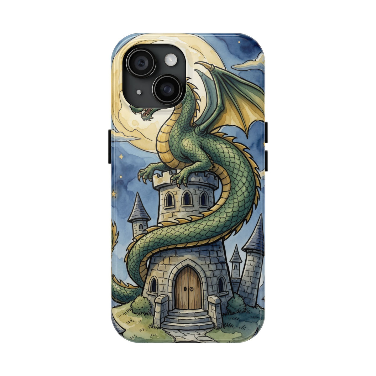 Fantasy Dragon Phone Case - Wizard Tower Ink and Watercolor