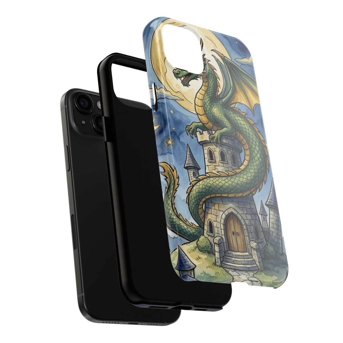 Fantasy Dragon Phone Case - Wizard Tower Ink and Watercolor