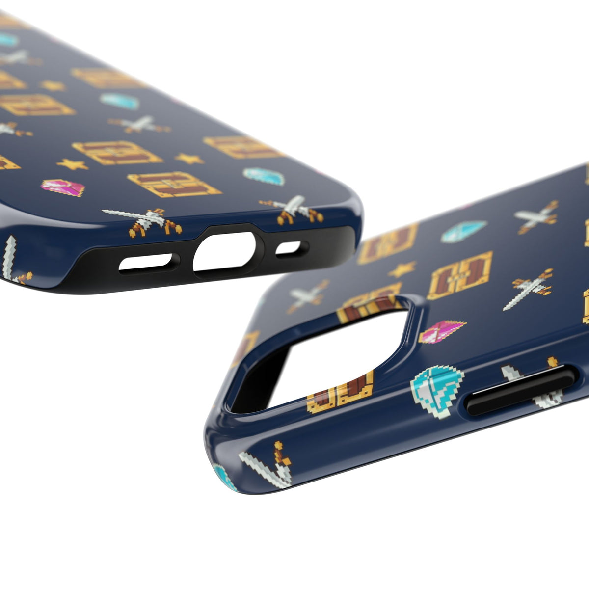 Pixel Treasure Phone Case - Retro RPG Style Gems and Potions
